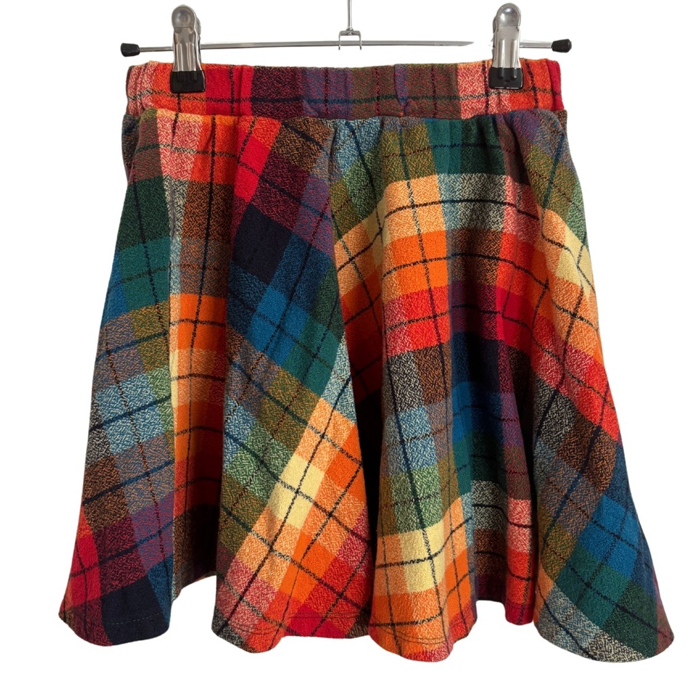 Handmade Multicolor Plaid Skirt with Orange Basketball Sports Patch College - Picture 2 of 5